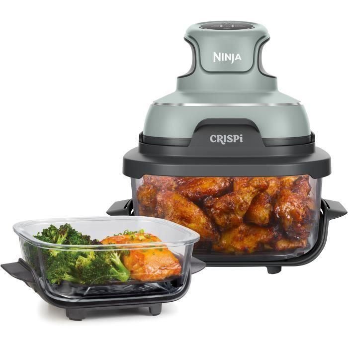 Ninja NIN0622356317634 Freidora sin Aceite Portátil CRISPI 1700W, 4 Programas, Recipientes 1.4L y 3.8L, Color Salvia