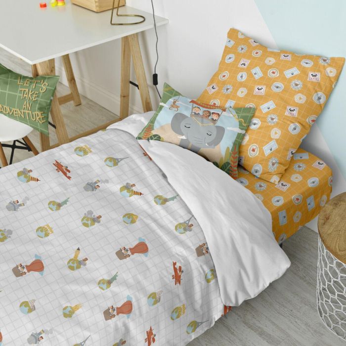 Juego de funda nórdica HappyFriday Mr Fox World trip Multicolor Cama de 80 2 Piezas 5