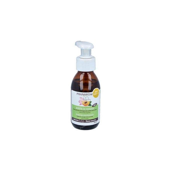 PRANAROM ACEITES Masaje Aceite Base Natural Bio 100ml. Hidratante para Cara y Cuerpo con Albaricoque, Girasol y Rosa Mosqueta.