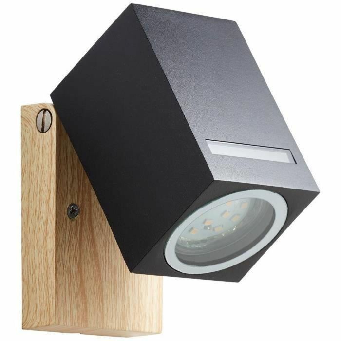 BRILLIANT - GALENI Aplique de exterior - negro/color natural - metal/vidrio GU10 1x20W 3