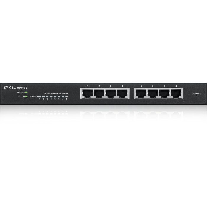 Zyxel GS1915-8 Interruptor Gestionado L2 de 8 Puertos Gigabit Ethernet (10/100/1000) Negro, con QoS, VLAN, Full Duplex y 16 Gbit/s