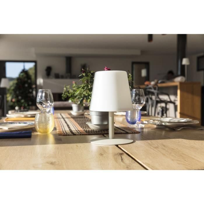 Lumisky Lámpara de Mesa Inalámbrica STANDY MINI CREAM, base de Acero Crema, LED, Blanco Cálido/Frío, Intensidad Variable, 8h Autonomía 1