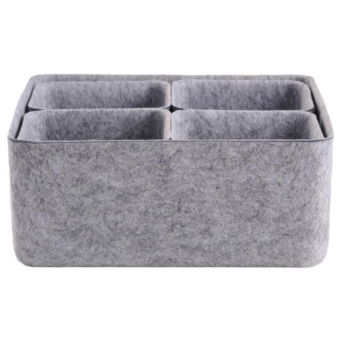 Day Juego de 5 Cestos Gris de Fieltro, 1 Cesto Grande 25x25cm y 4 Pequeños 12x12cm 2 Day Juego de 5 Cestos Gris de Fieltro, 1 Cesto Grande 25x25cm y 4 Pequeños 12x12cm 2