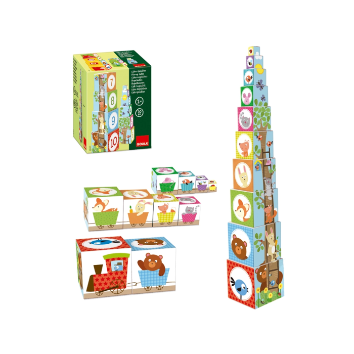 Diset Juego Cubos Apilables Figuras del Bosque Didáctico para Bebés a partir de 1 año 1