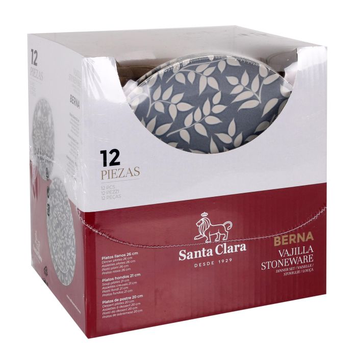 Inde Vajilla Berna Monaco 12 Piezas Brillo-Redo - Plato 26 cm, Taza 21 cm, Tazón 20 cm (2 Unidades) 4