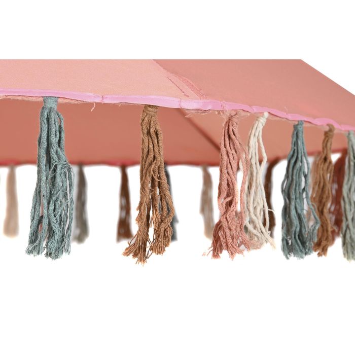 DKD Home Decor Parasol para Terraza y Jardín Coral 180x180x190 cm con Flecos Desmontable DKD Home Decor Parasol para Terraza y Jardín Coral 180x180x190 cm con Flecos Desmontable