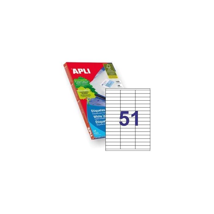 Apli Etiquetas Adhesivas 70x16,9 mm Inkjet-Láser C-Rectos 51 X 100H Blanco Apli Etiquetas Adhesivas 70x16,9 mm Inkjet-Láser C-Rectos 51 X 100H Blanco