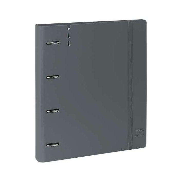Carpeta Con Recambio Safta Din A4 Cuadro 5 mm Polipropileno Foam 4 Anillas 35 mm Gris Oscuro 5