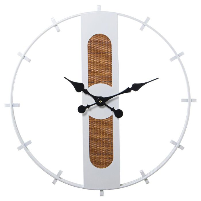 Reloj de Pared Alexandra House Living Blanco Marrón Metal Mimbre 64 x 5 x 64 cm