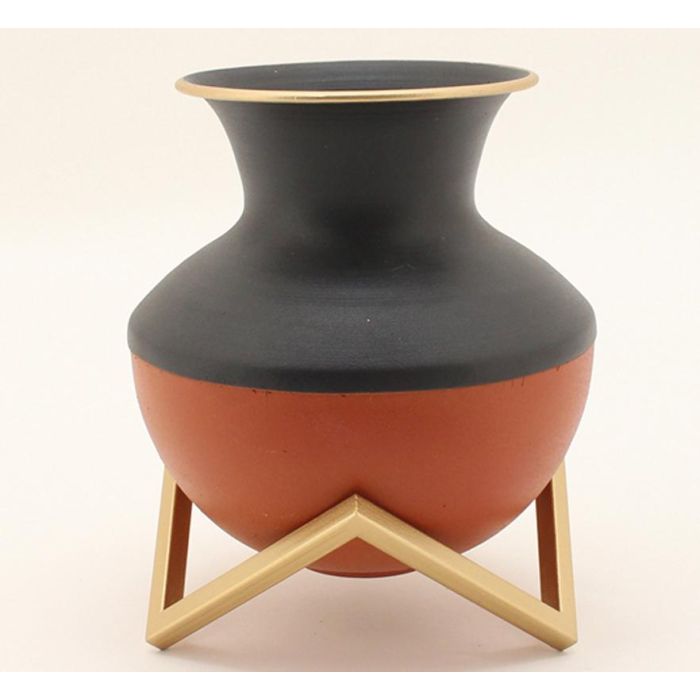 DKD Home Decor Jarrón Decorativo Moderno Multicolor de Metal, 18x18x21 cm, para el Hogar