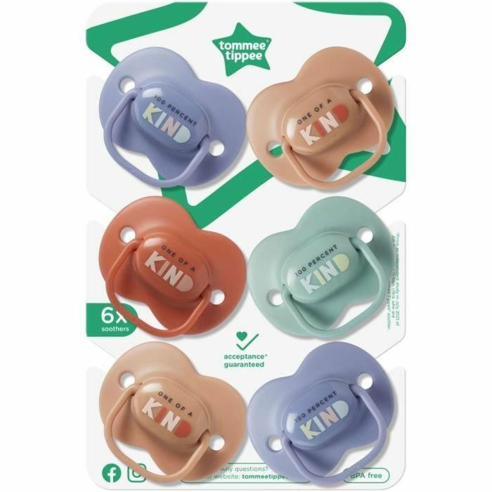 Chupetes - TOMMEE TIPPEE - ANYTIME - 18-36 Meses - Juego de 6 - Forma Ortodoncia Simétrica, - Silicona sin BPA 5 Chupetes - TOMMEE TIPPEE - ANYTIME - 18-36 Meses - Juego de 6 - Forma Ortodoncia Simétrica, - Silicona sin BPA 5