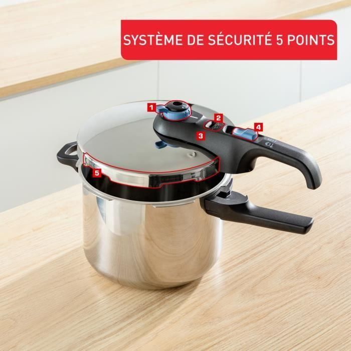 Tefal Olla a presión 6 L, Inducción, Acero inoxidable, 2 programas, Cocción al vapor, Made in France, Secure Trendy P2580700 2