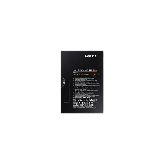 Samsung 870 EVO SSD 2000 GB (2TB) 2.5" SATA III Negro MZ-77E2T0B/EU Velocidad Lectura 560 MB/s Escritura 530 MB/s 6
