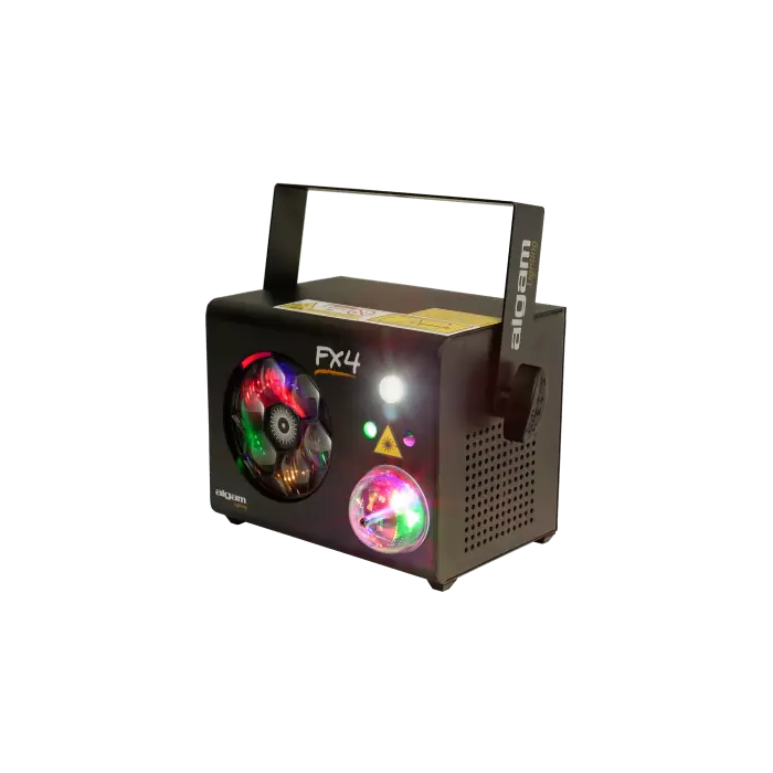 ALGAMLIGHT FX-4 Proyector 4-en-1: Rueda Gobo LED RGB, Magic Ball, Láser RG y Estrobo para Fiestas 1 ALGAMLIGHT FX-4 Proyector 4-en-1: Rueda Gobo LED RGB, Magic Ball, Láser RG y Estrobo para Fiestas 1