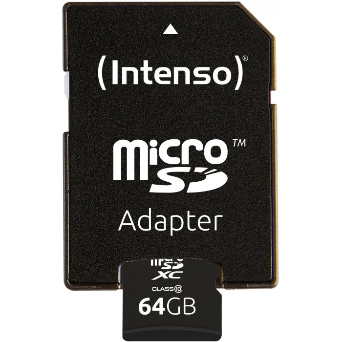 Intenso 3413490 Tarjeta Memoria Micro SD 64GB Clase 10 con Adaptador – Lectura 20MB/s, Escritura 12MB/s 2