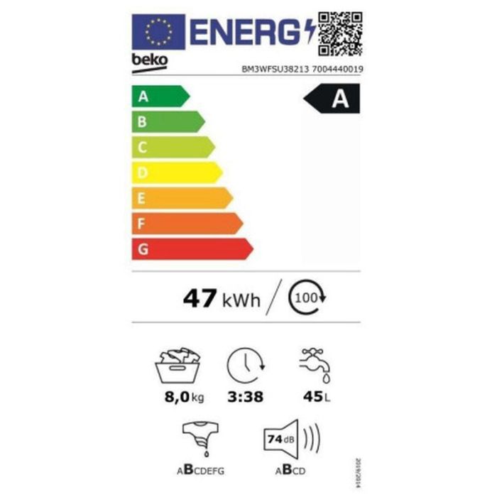 Lavadora BEKO BM3WFSU38213 60 cm 1200 rpm 8 kg 1 Lavadora BEKO BM3WFSU38213 60 cm 1200 rpm 8 kg 1
