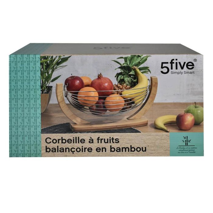 5Five Frutero Swing bambú, 37x20,5x18 cm, bambú/metal cromado 2 5Five Frutero Swing bambú, 37x20,5x18 cm, bambú/metal cromado 2