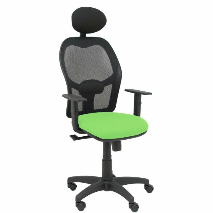 PIQUERAS Y CRESPO Silla Alocen malla negra asiento bali pistacho brazos regulables cabecero fijo PIQUERAS Y CRESPO Silla Alocen malla negra asiento bali pistacho brazos regulables cabecero fijo