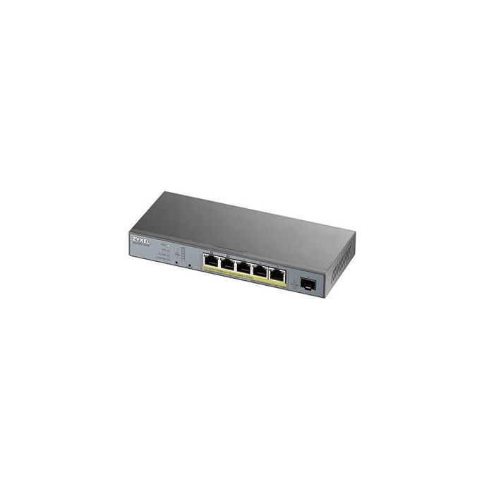 ZyXEL GS1350-6HP-EU0101F Switch 6 Puertos Gigabit con PoE, 5 Puertos PoE (60W total) y 1 Puerto SFP, Ideal para Videovigilancia ZyXEL GS1350-6HP-EU0101F Switch 6 Puertos Gigabit con PoE, 5 Puertos PoE (60W total) y 1 Puerto SFP, Ideal para Videovigilancia