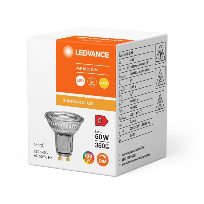 [LVE-4099854059032] Ledvance/Osram Bombilla LED Spot GU10 6W 350Lm 3000K 36º IP20 Regulable 1