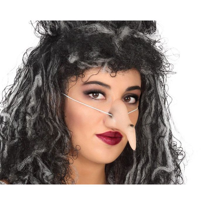 Nariz Larga con Verruga para Disfraz de Bruja Adulta - Accesorio Halloween Amarillo