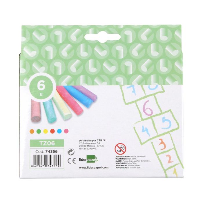 Tiza Color Liderpapel Para Suelo Caja De 6 Unidades Colores Surtidos 2