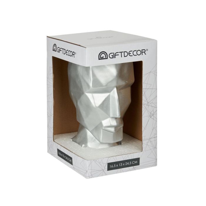 Jarron Cara 3D Plata Giftdecor 12X24CM (4 Unidades) 2 Jarron Cara 3D Plata Giftdecor 12X24CM (4 Unidades) 2