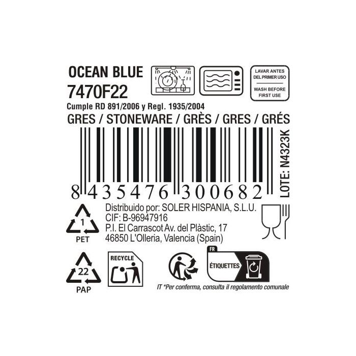 La Mediterranea Fuente Oval Ocean Blue 33.4 x 14.8 x 2.5 cm (10 Unidades) 2