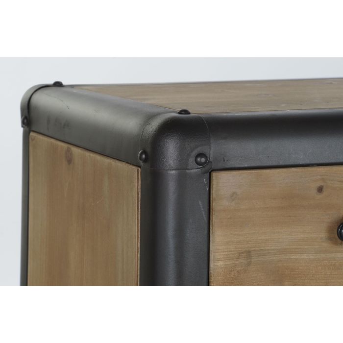 DKD Home Decor Cajonera Vintage de Madera Abeto y Metal, 8 Cajones, Natural y Negro, 129x42x79 cm Desmontable 2 DKD Home Decor Cajonera Vintage de Madera Abeto y Metal, 8 Cajones, Natural y Negro, 129x42x79 cm Desmontable 2