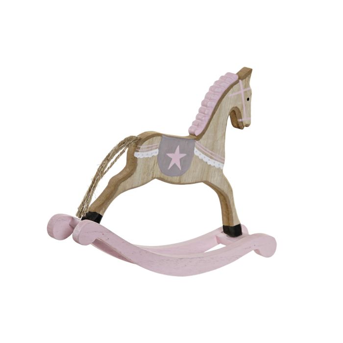 DKD Home Decor Decoración Navidad Fantasía Caballo de Madera Rosa 5x16x19 cm (12 Unidades) 2