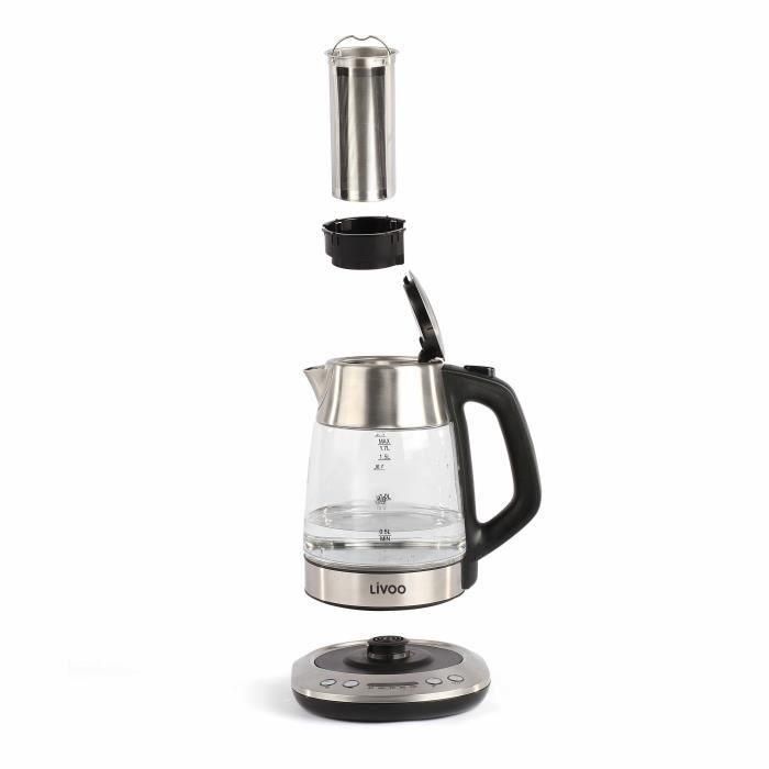 Livoo DOD165 Hervidor Eléctrico Inalámbrico, Temperatura Ajustable 40-100°C, Mantener Calor, Infusor de Té Extraíble, Apagado Automático - Gris 4
