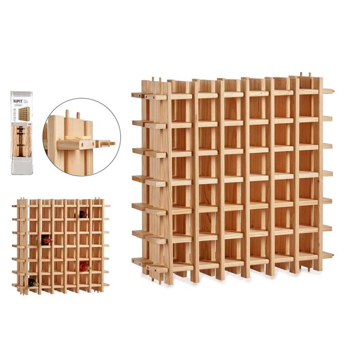 Botellero de Madera Kipit 36 Huecos 75x75 cm, Natural - Apilable Botellero de Madera Kipit 36 Huecos 75x75 cm, Natural - Apilable