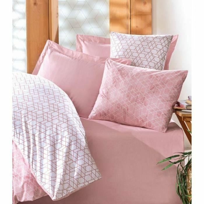 ASI8681875067194 Juego de Cama Rosa con 1 Funda Nórdica 220x240 cm y 2 Fundas de Almohada 60x60 cm 100% Algodón 1