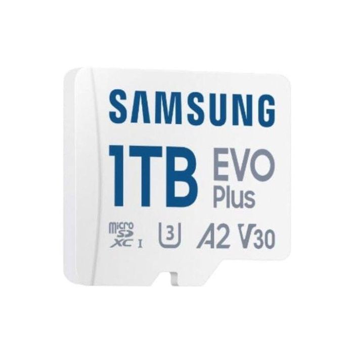 Samsung Tarjeta de Memoria EVO Plus 1TB microSDXC con Adaptador, Clase 10 U3 V30 A2, 160MB/s Lectura - MB-MC1T0SA/EU Samsung Tarjeta de Memoria EVO Plus 1TB microSDXC con Adaptador, Clase 10 U3 V30 A2, 160MB/s Lectura - MB-MC1T0SA/EU