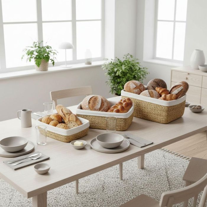 Inde Set 3 Paneras Rectangulares con Funda 28 cm, 26 cm, 24 cm 2