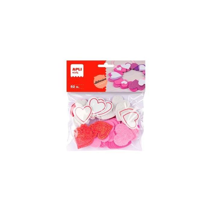 Apli Formas Goma Eva Adhesivas Corazones Con Purpurina Colores Surtidos -52U- Apli Formas Goma Eva Adhesivas Corazones Con Purpurina Colores Surtidos -52U-