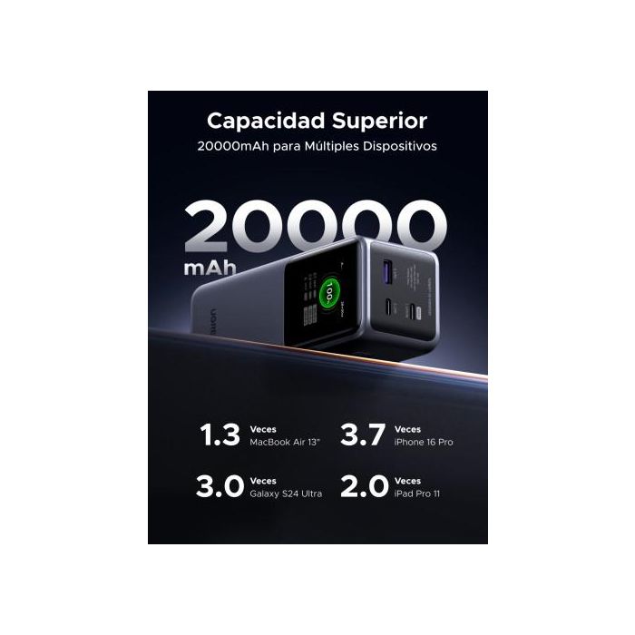 Ugreen 20000Mah 130W Fast Charging Powerbank Litio Gris 5 Ugreen 20000Mah 130W Fast Charging Powerbank Litio Gris 5