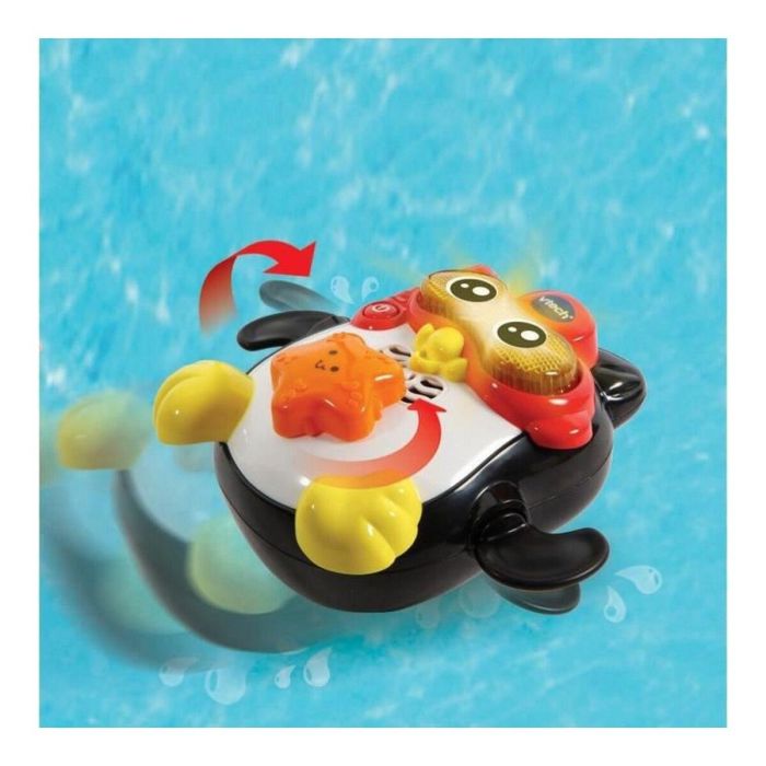 Vtech Baby Juguete de Baño Interactivo Pingüino Gideon, Campeón de Natación. Gira la Estrella de Mar y Nada en el Agua para Bebés. 3