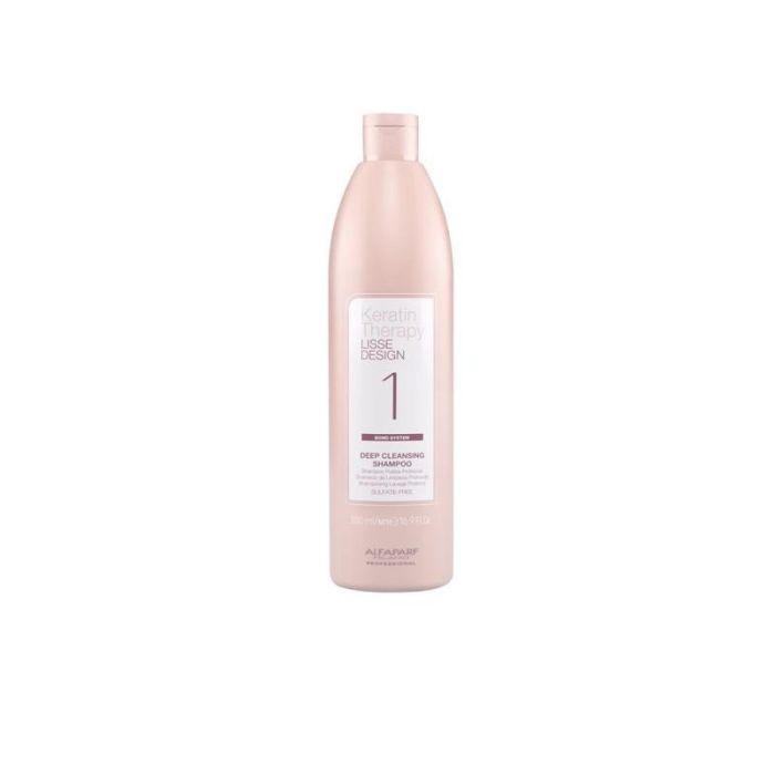Alfaparf Keratin Therapy Lisse Design 1 Deep Cleansing Shampoo 500ml - Prepara para Alisado, Anti-Frizz, +27% Fuerza