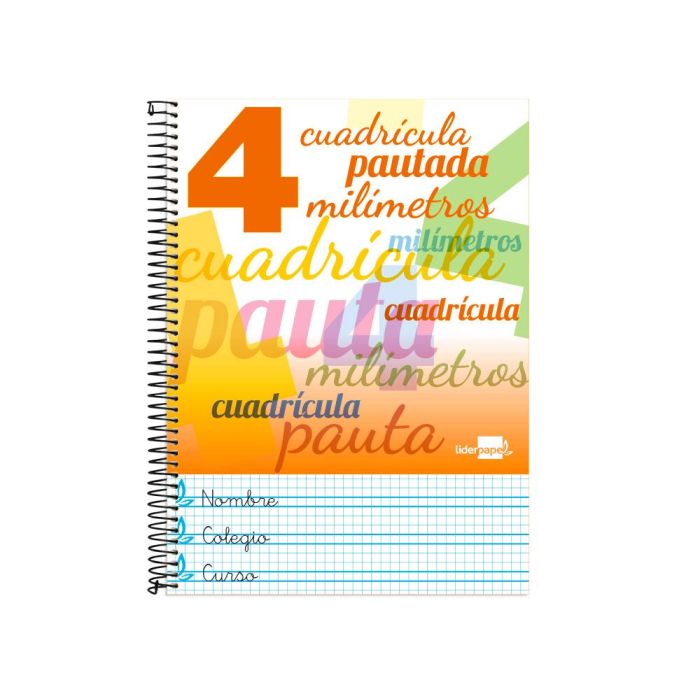 Cuaderno Espiral Liderpapel Folio Pautaguia Tapa Blanda 80H 75 gr Cuadro Pautado 4 mm Colores Surtidos 8 unidades 6