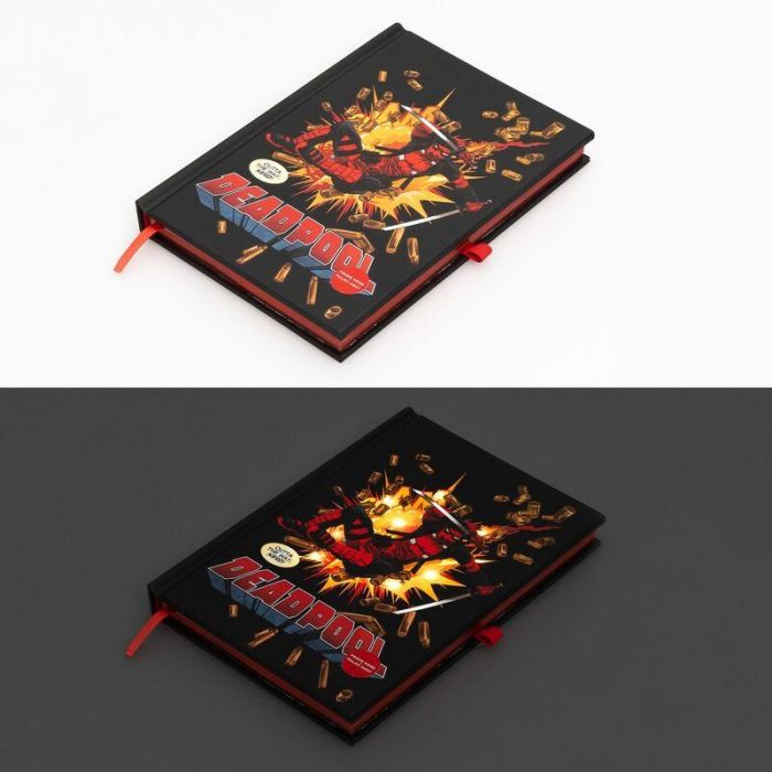 ERIK Cuaderno Premium Deadpool Marvel A5 con Luz LED - 96 Hojas Bullet Tapa Dura