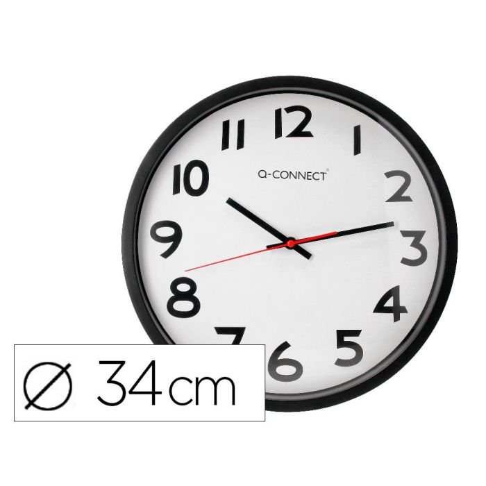 Reloj Q-Connect De Pared Plastico Oficina Redondo 34 cm Marco Negro Reloj Q-Connect De Pared Plastico Oficina Redondo 34 cm Marco Negro
