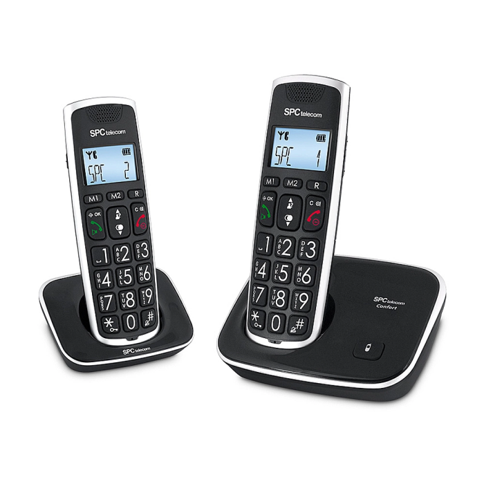 SPC Teléfono Inalámbrico Comfort Kaiser Dúo 7609N para Mayores Pack Negro 1