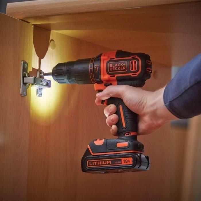 Taladro de impacto inalámbrico - BLACK & DECKER - BDCHD18S32-QW - 18 V - 1 batería de 1,5 Ah 4 Taladro de impacto inalámbrico - BLACK & DECKER - BDCHD18S32-QW - 18 V - 1 batería de 1,5 Ah 4