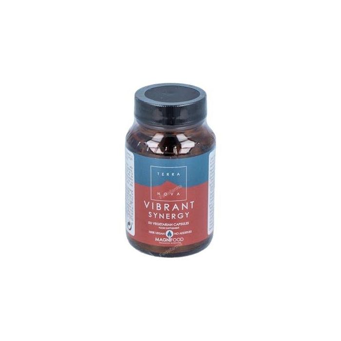 TERRANOVA Sinergia Vibrante 50Vcap. con Chlorella, Espirulina, Rodiola, Cordyceps y Reishi. Complemento alimenticio vegano