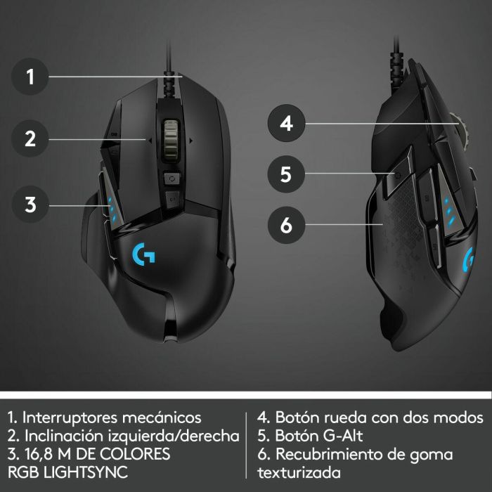 Ratón Logitech 910-005471 Negro 16000 dpi 25600 dpi 58 Ratón Logitech 910-005471 Negro 16000 dpi 25600 dpi 58