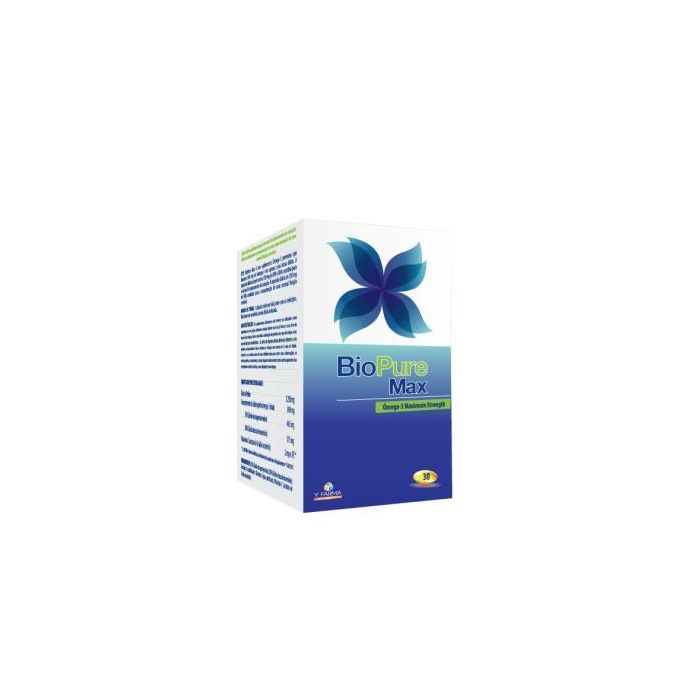 YFARMA Bio Pure Max Omega 3, 30 cápsulas, con 465mg EPA y 375mg DHA