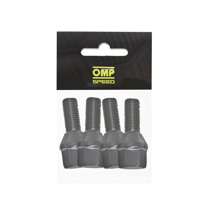 Omp OMPS09551201 Juego De 4 Tornillos M12x1.5 Conico Largo 28 mm Llave 19 Color Negro Din 10.9