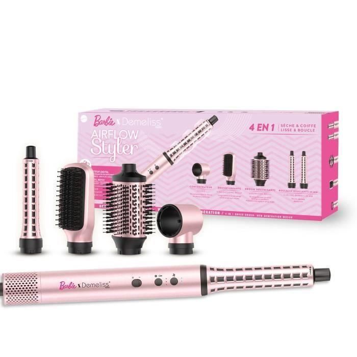 Cepillo secador - DEMELISS - Air Flow Styler Barbie Edition - 3 velocidades - Rosa 1