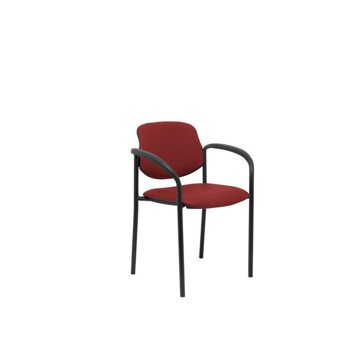Silla Piqueras Y Crespo Villalgordo Confidente Brazos Fijos Chasis Negro Asiento Y Respaldo Tapizados Similpiel Granate